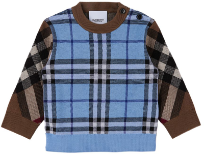 Burberry Kids Blue Milo Sweater In Blue Ip Check