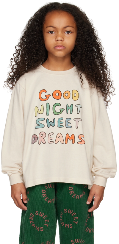 Jellymallow Kids Off-white 'goodnight' Long Sleeve T-shirt In Ivory