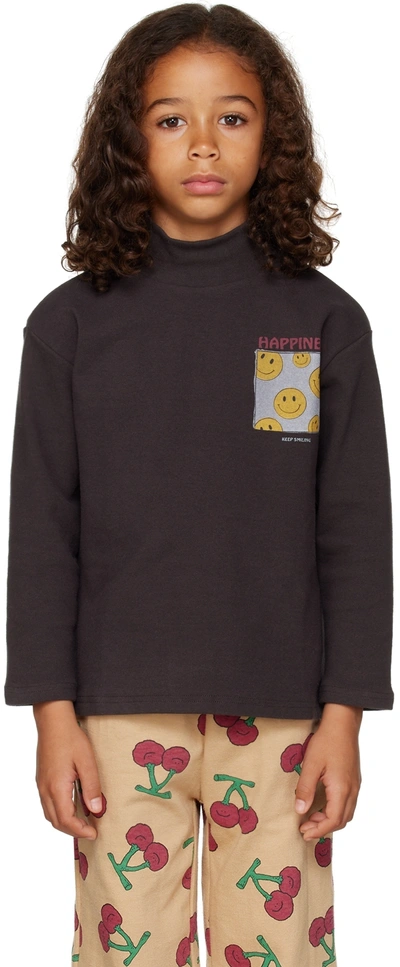 Jellymallow Kids Gray 'happiness' Turtleneck In Charcoal
