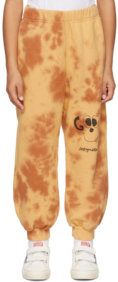 Jellymallow Kids Yellow 'good' Lounge Pants In Brown