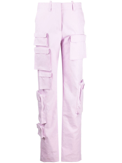 Off-white Multi-pocket Straight-leg Cargo Pants In Pink