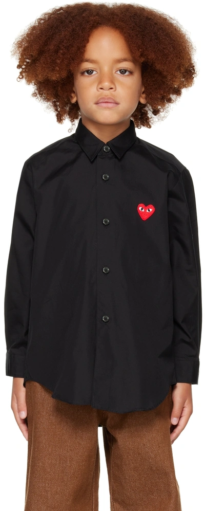 Comme Des Garçons Play Kids Black Heart Patch Shirt In 1 Black