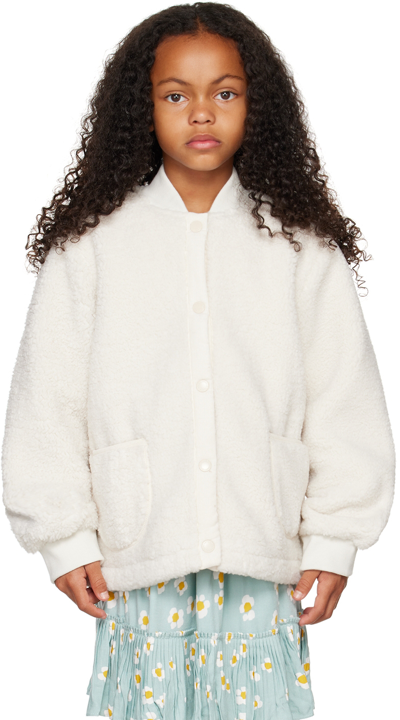 Stella Mccartney Kids White Teddy Bomber Jacket In 101 White