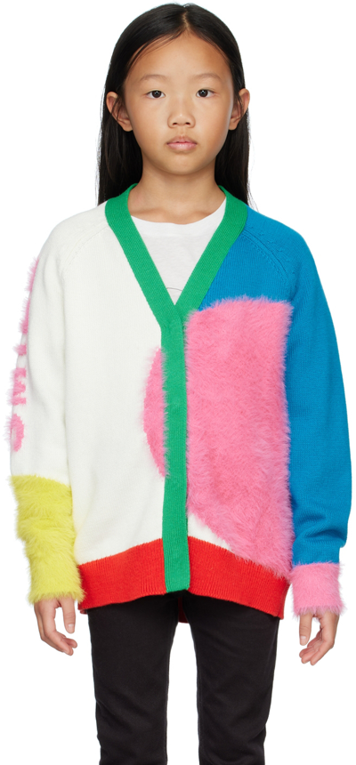 Stella Mccartney Kids' Colourblock Fuzzy Knit Intarsia Cardigan In Fuchsia