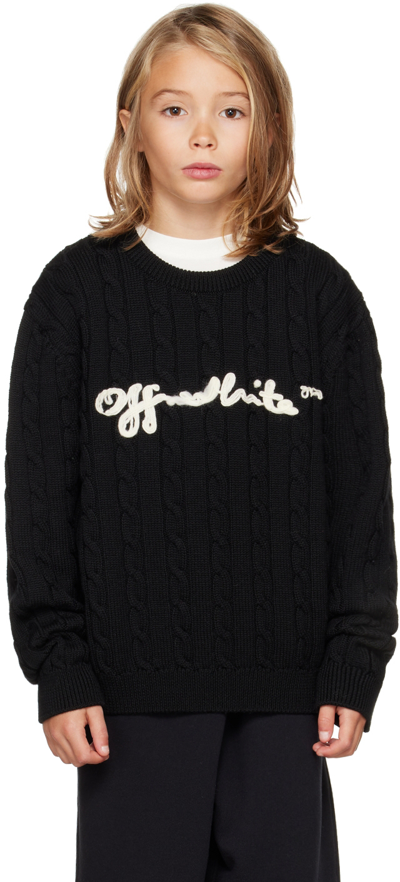 Off-white Kids Black Off Script Jumper In Black Off White