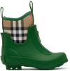 BURBERRY KIDS GREEN VINTAGE CHECK BOOTS