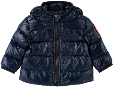 Canada Goose Baby Navy Down Crofton Hoody Jacket In Atlantic Navy