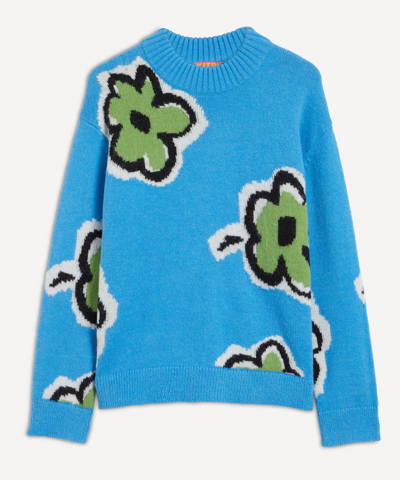 Kitri Phoebe Blue Painted Floral Sweater
