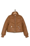 Walter Baker Edwina Leather Puffer Jacket In Brown