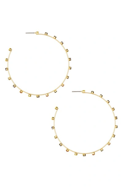 Ettika Rainbow Crystal Hoop Earrings In Gold