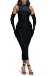 Naked Wardrobe Tiger Print Midi Body-con Dress In Black Tiger Print