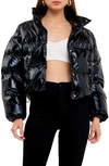 Grey Lab Crop Puffer Jacket In Black
