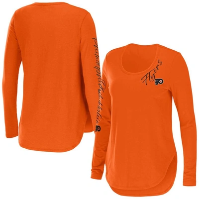 Wear By Erin Andrews Orange Philadelphia Flyers Team Scoop Neck Long Sleeve T-shirt