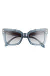 Isabel Marant 52mm Flared Rectangular Sunglasses In Blue / Grey Shaded