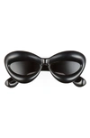 Loewe Inflated Injection Plastic Cat-eye Sunglasses In Black/gray Solid