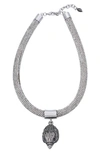 Kurt Geiger Shimmer Mesh Rope Eagle Collar Necklace, 16 In Crystal