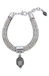 Kurt Geiger Shimmer Mesh Rope Eagle Head Bracelet In Crystal