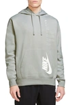 Nike Brushed Pullover Hoodie In Grey Fog