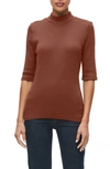 Michael Stars Helena Mock Neck Cotton T-shirt In Chestnut