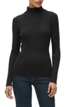 Michael Stars Nora Rib Turtleneck Top In Black