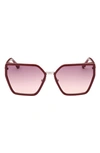 Guess 59mm Gradient Geometric Sunglasses In Shiny Bordeaux / Gradient