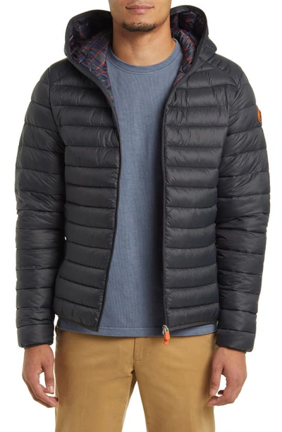 Save The Duck Alexander Ecological Black Down Jacket Man In Blue