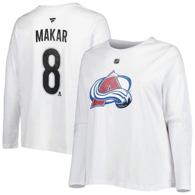 PROFILE PROFILE CALE MAKAR WHITE COLORADO AVALANCHE PLUS SIZE NAME & NUMBER LONG SLEEVE T-SHIRT