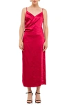 Endless Rose Surplice Satin Slipdress In Rouge