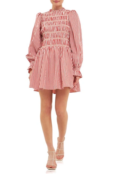 chinese dress ladies Pleated Detail Puff Sleeve Mini Dress – English Factory main image 1