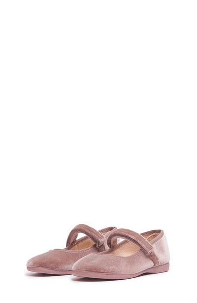 Childrenchic Kids' Velvet Mary Jane Shoe In Dusty Rose