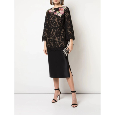 Marchesa Bateau Neckline Tunic In Black