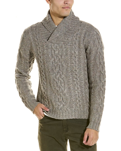 Loft 604 Shawl Collar Mix Pattern Wool Pullover In Grey