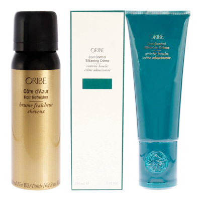 Oribe Cote Dazur Hair Refresher And Curl Control Silkening Creme Kit By  For Unisex - 2 Pc Kit 2oz Re In Blue