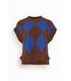 La Doublej Argyle-check Knitted Vest In Multi