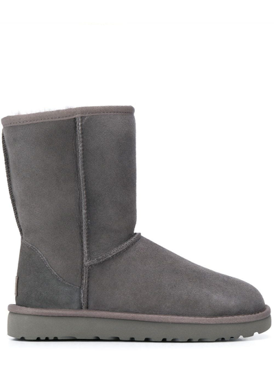 Ugg Classic Short Ii Low Heels Ankle Boots In Grey Suede
