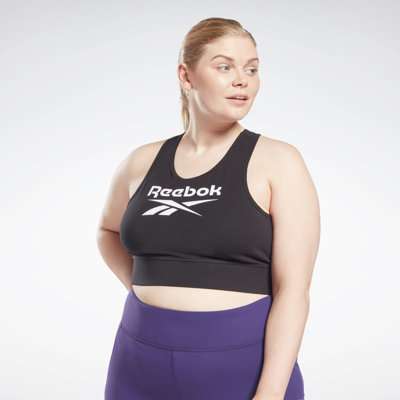 Reebok Women's Low Impact Graphic Logo Cotton Sports Bra In Black