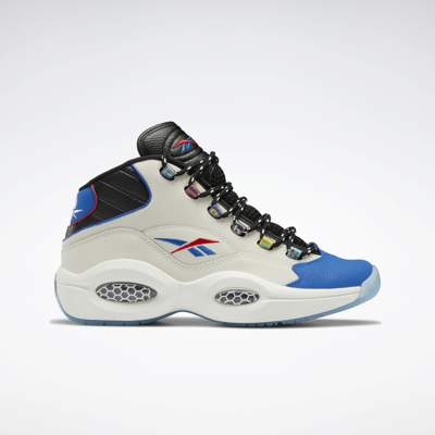 Reebok Question Mid "answer To No One" Trainers In Chalk/core Black/vector Blue