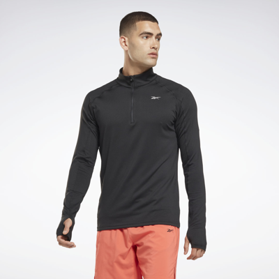 Reebok Men's Weiss Slim-fit Polar Fleece Quarter-zip Sweatshirt In Black