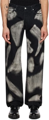 YOHJI YAMAMOTO BLACK PRINTED JEANS