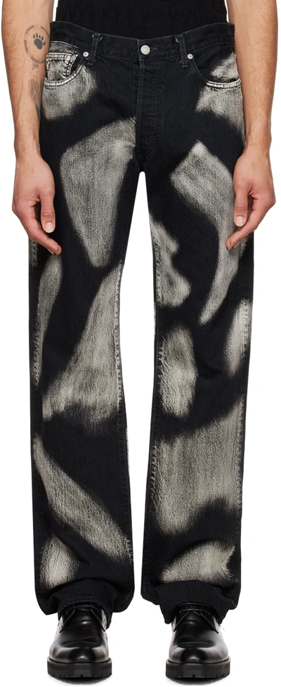 Yohji Yamamoto Black Printed Jeans