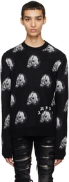 Amiri Black Wes Lang Edition Repeat Skull Sweater In Black