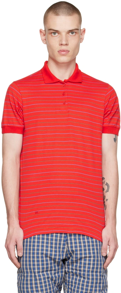 Erl Striped Polo Top In Red