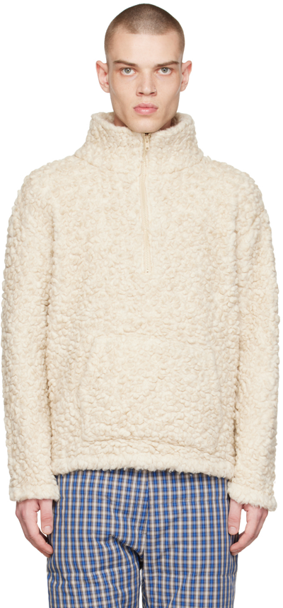Erl Quarter-zip Fleece Sweater In Beige