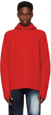 Ader Error Red Clava Hoodie In Red
