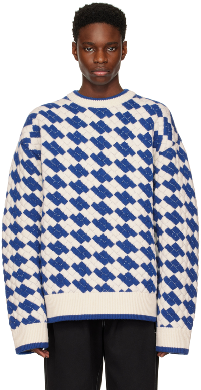 Ader Error Blue & White Tenit Sweater In Check