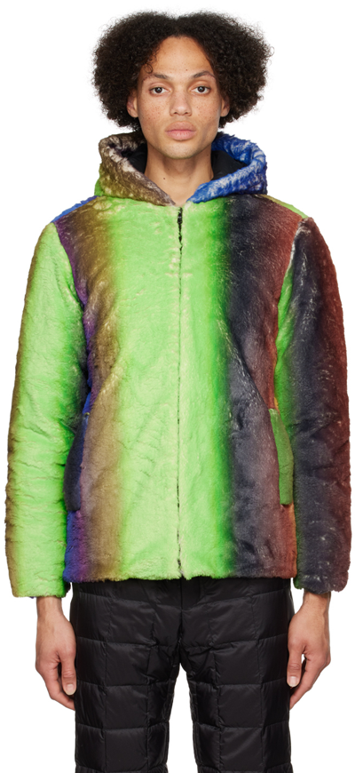 Agr Gradient-effect Faux-fur Jacket In Green
