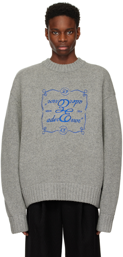 Ader Error Gray Decal Sweater In Grey