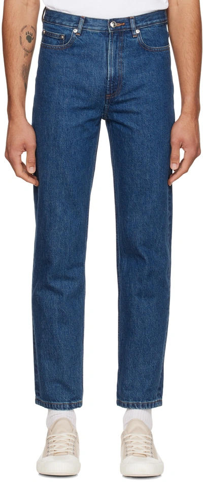 Apc Martin Straight Fit Jeans In Indigo In Medium Wash