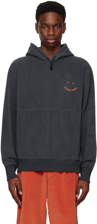 Ps By Paul Smith Happy Logo-embroidered Hoodie In Grey