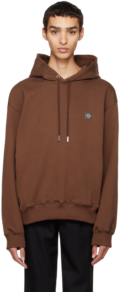 Solid Homme Brown Embroidered Hoodie In 715d Mud